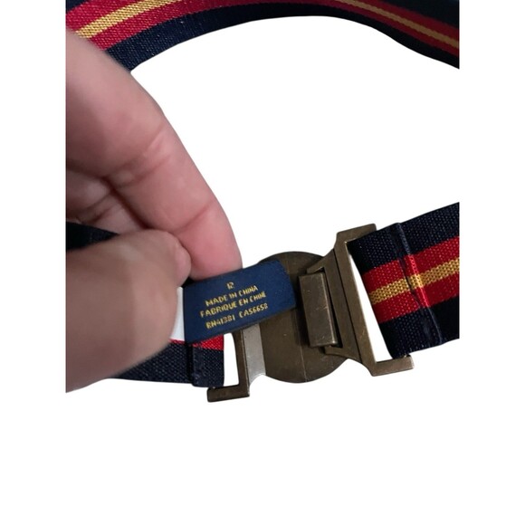 Polo Ralph Lauren Stretchy Belt Signature Striped Navy Blue Red Gold Women 12